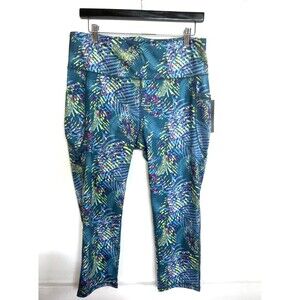 Baddle Pickleball Women's Mid-Rise Capri Leggings Size XL  Tropical Print NEW